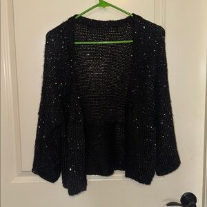 Black Sequin Knit Cardigan